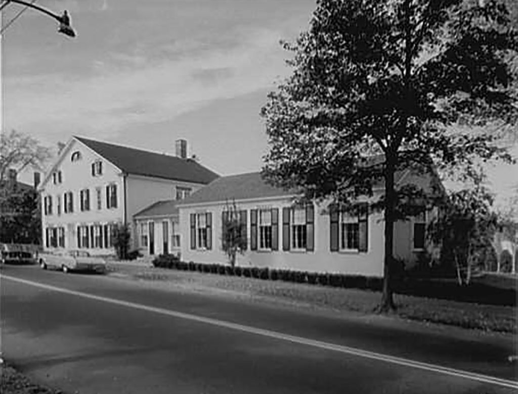 A black and white image of a building on Miss Porter's School campus, Library of Congress