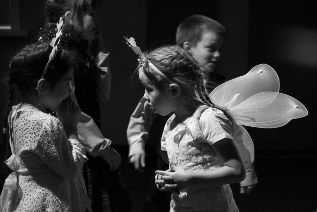 students prepare for their play